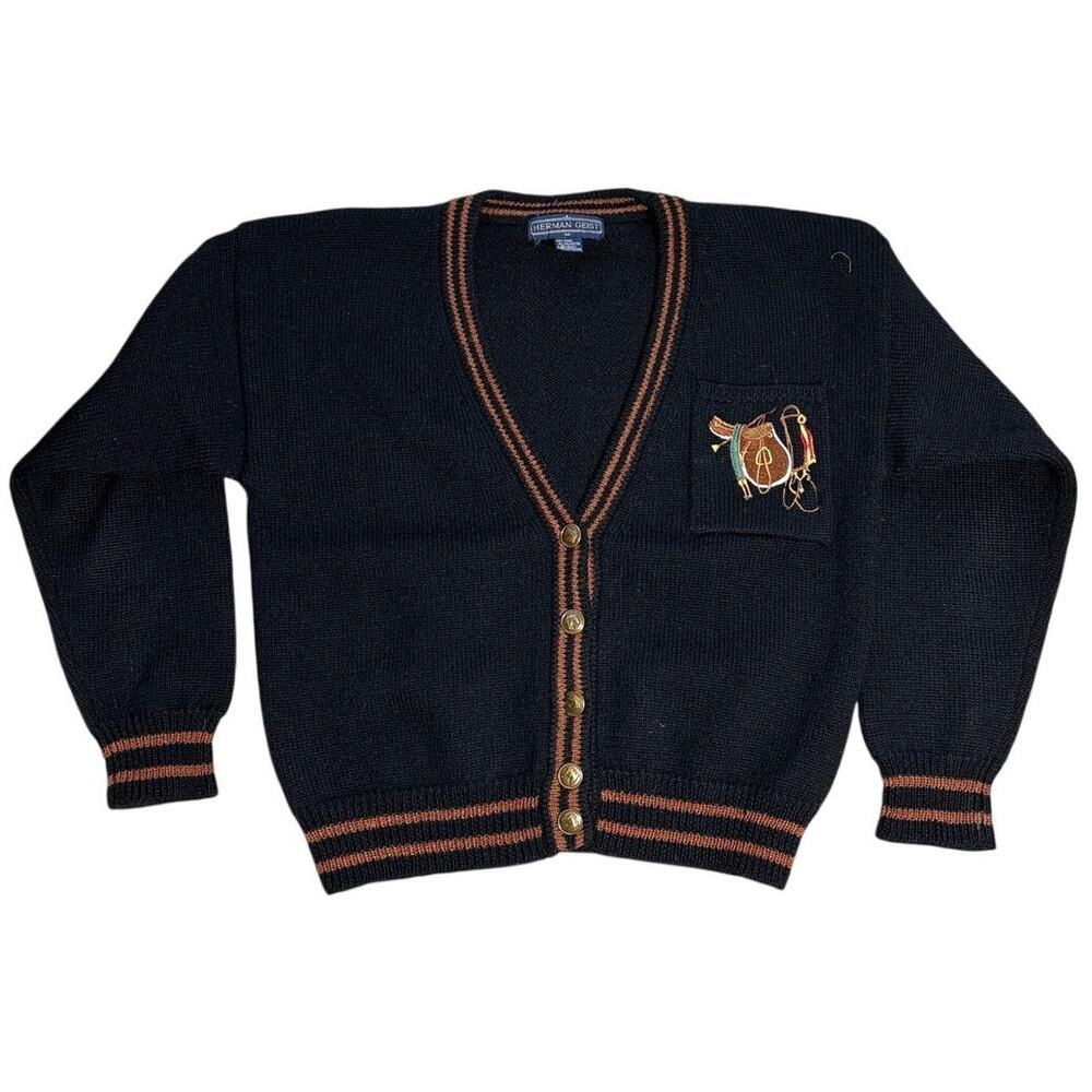 Vintage Herman Geist Wool Cardigan Horse Buttons